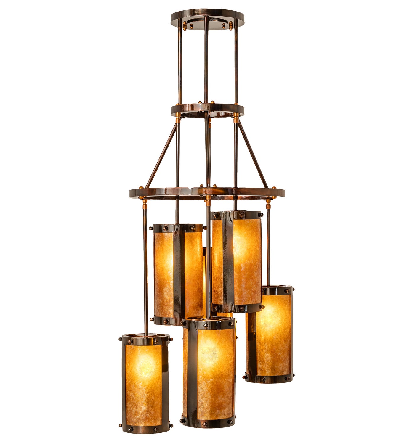 Meyda Tiffany - 250768 - Six Light Chandelier - Cartier - Dark Burnished Transparent Copper