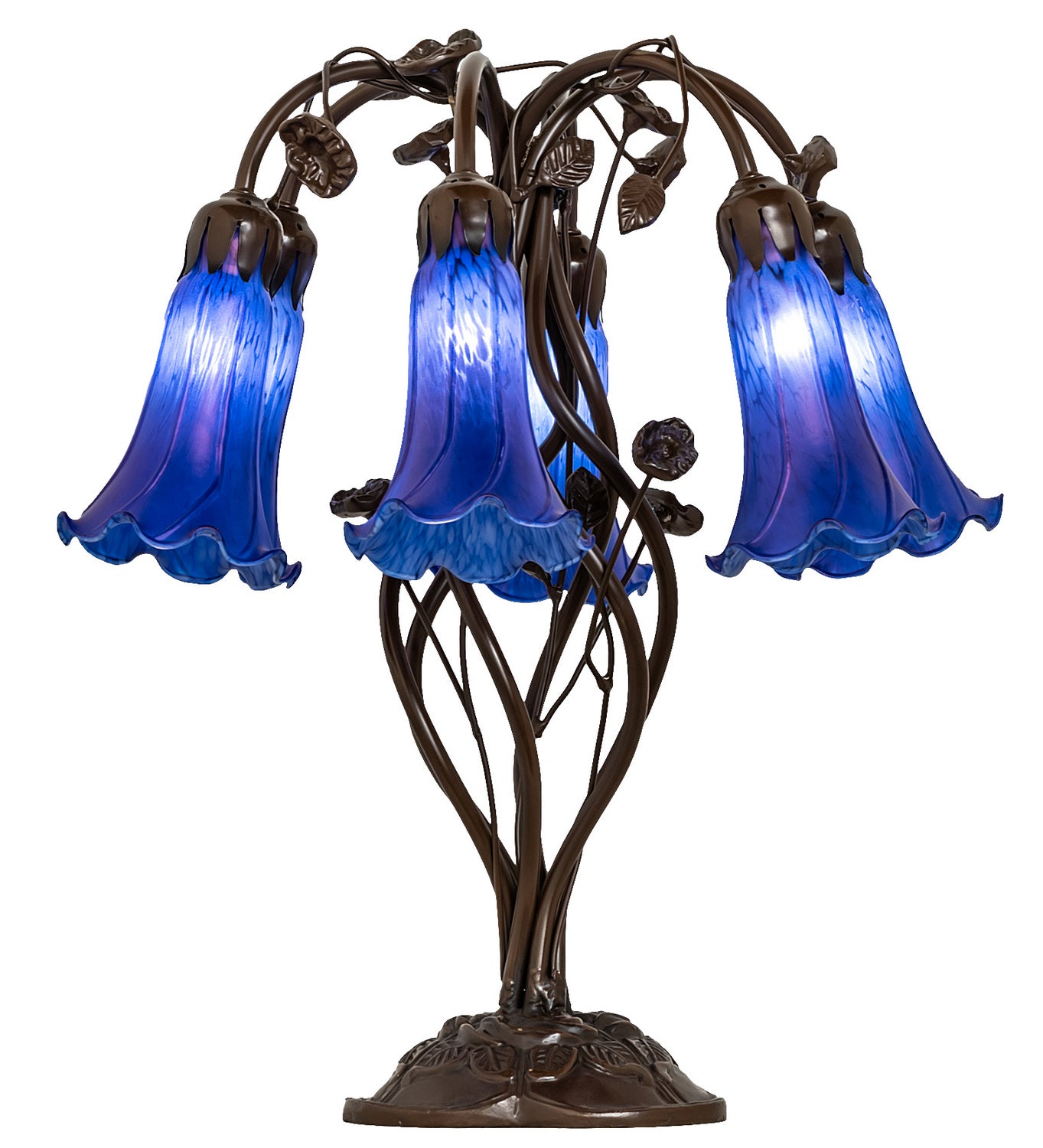 Meyda Tiffany - 255808 - Six Light Table Lamp - Blue - Mahogany Bronze