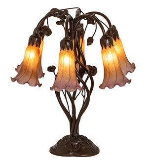 Meyda Tiffany - 255810 - Six Light Table Lamp - Amber/Purple - Mahogany Bronze