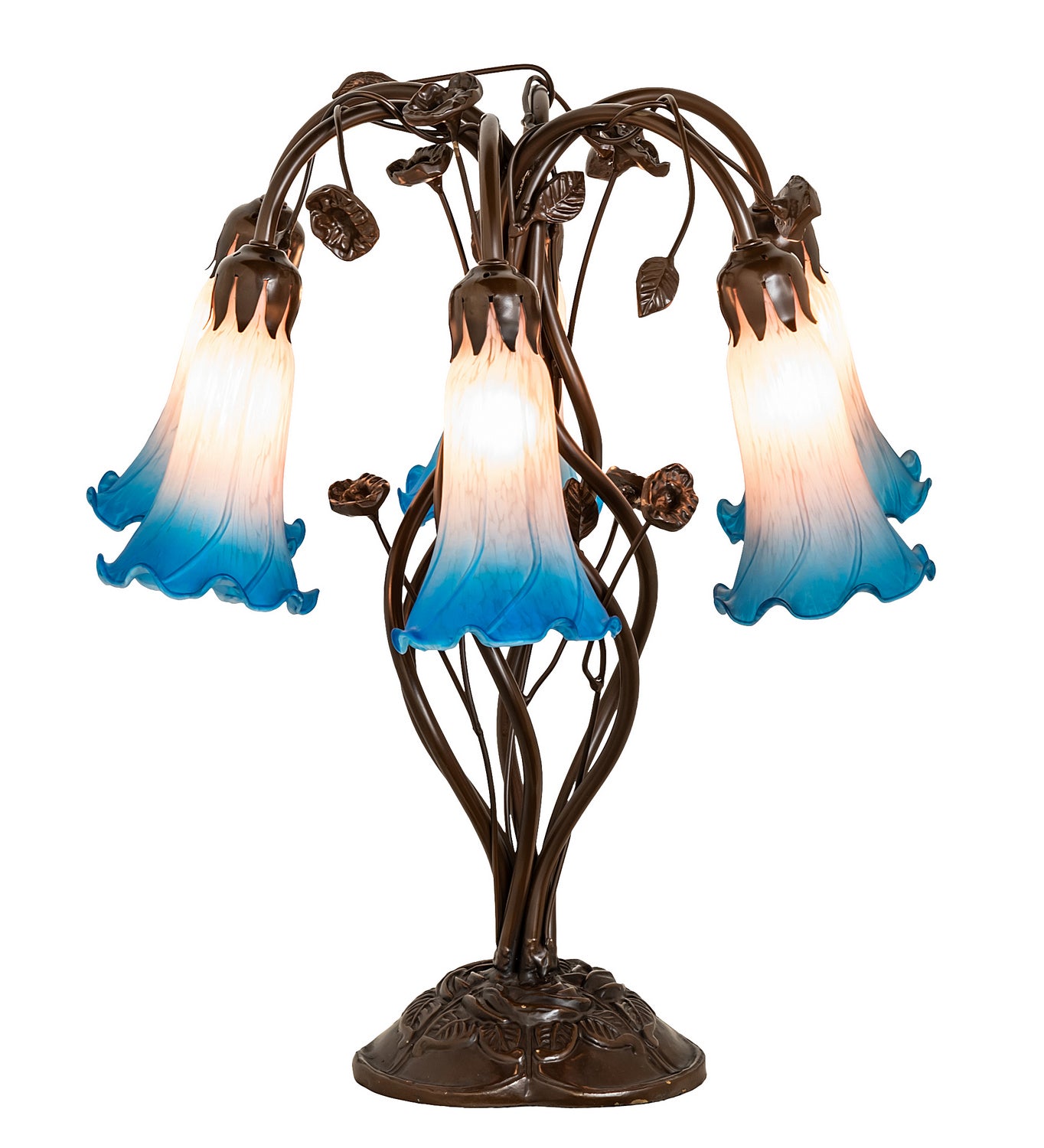 Meyda Tiffany - 255811 - Six Light Table Lamp - Pink/Blue - Mahogany Bronze