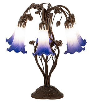 Meyda Tiffany - 255820 - Six Light Table Lamp - Blue/White Pond Lily - Mahogany Bronze