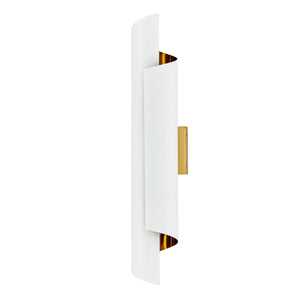 Kalco - 514721PBW - Two Light Wall Sconce - Piaga - Matte White and Polished Brass