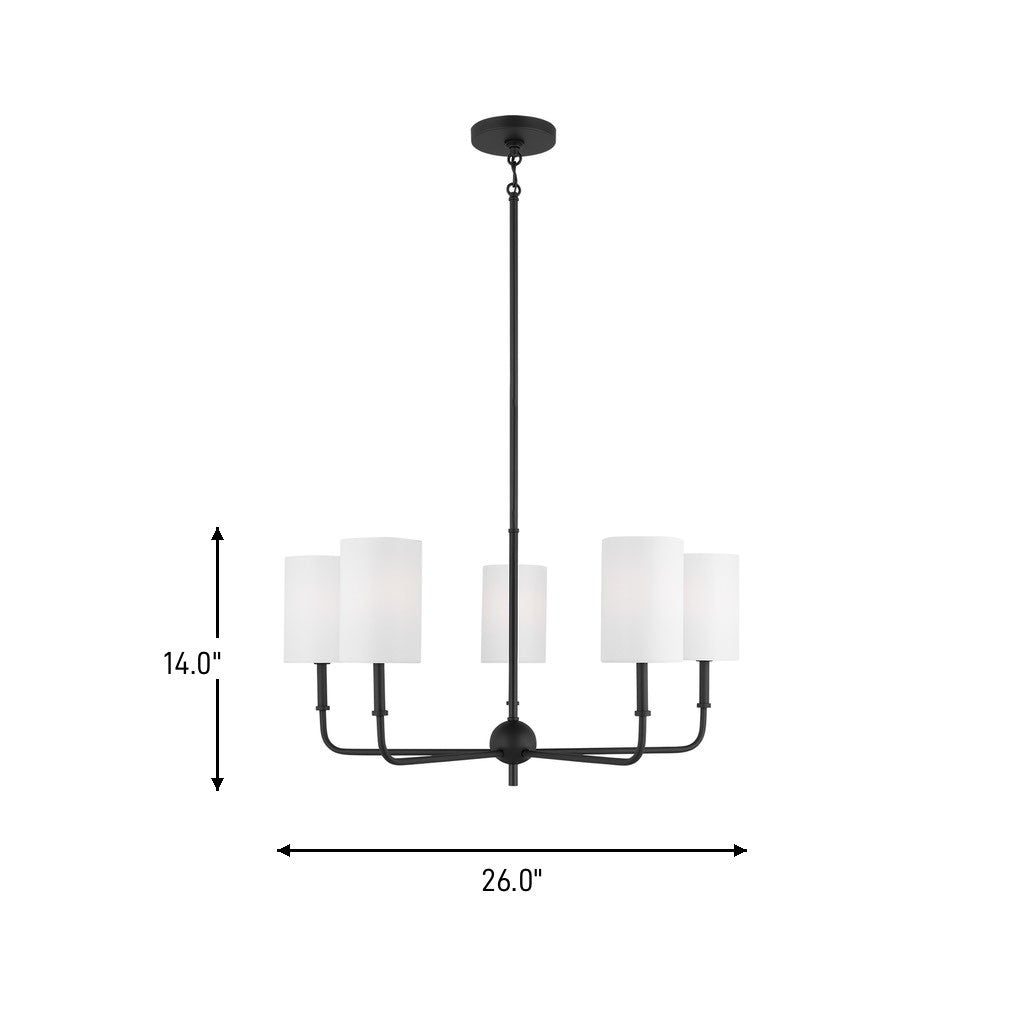 Visual Comfort Studio - 3109305-112 - Five Light Chandelier - Foxdale - Midnight Black