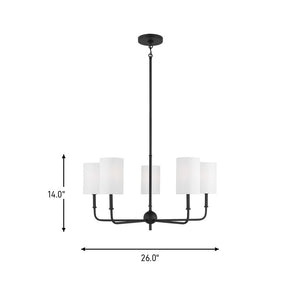 Visual Comfort Studio - 3109305-112 - Five Light Chandelier - Foxdale - Midnight Black