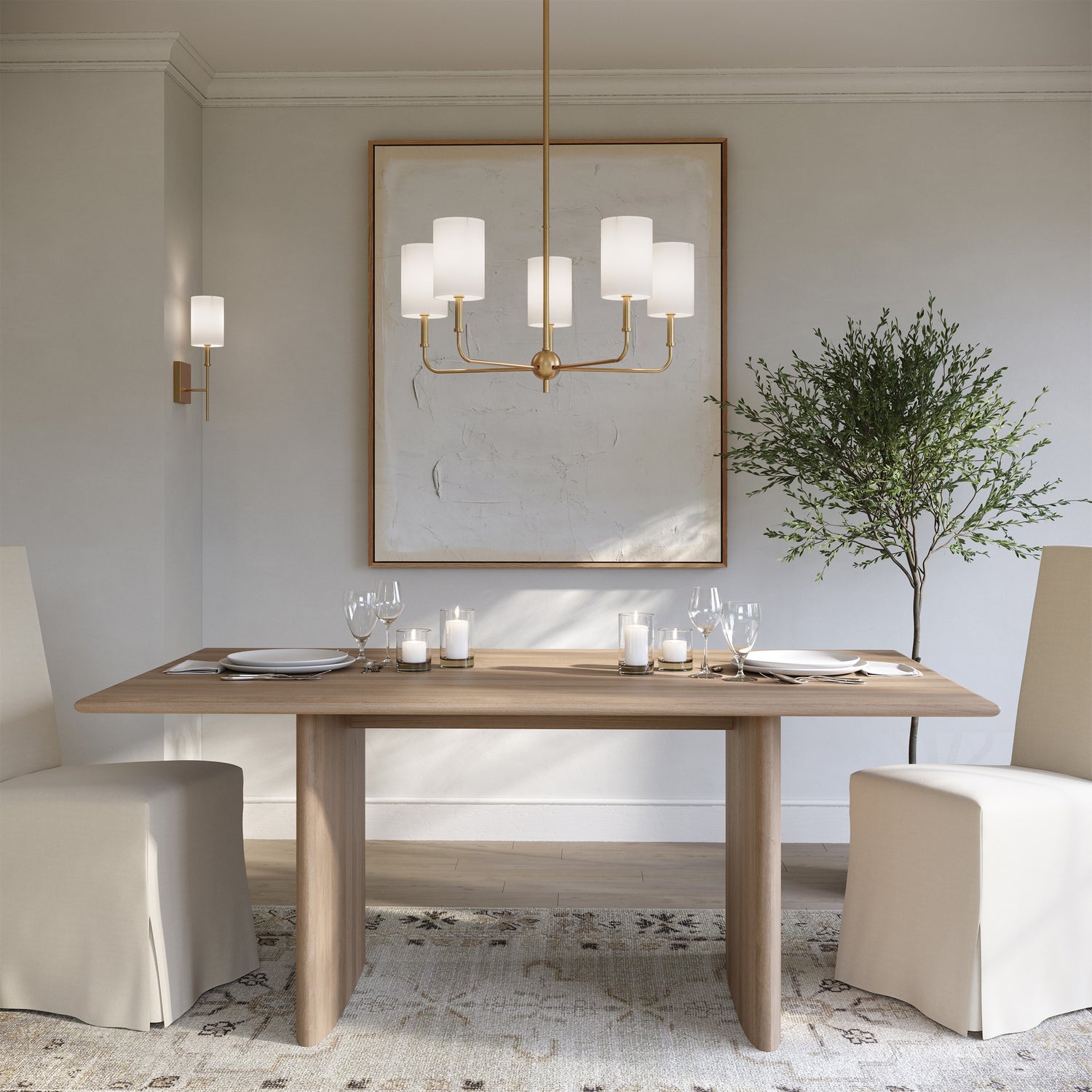 Visual Comfort Studio - 3109305-848 - Five Light Chandelier - Foxdale - Satin Brass