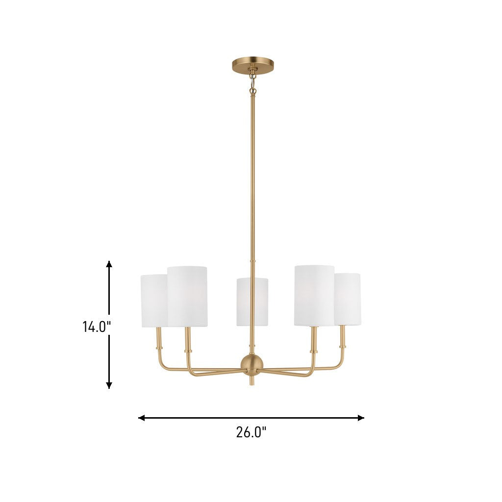 Visual Comfort Studio - 3109305-848 - Five Light Chandelier - Foxdale - Satin Brass