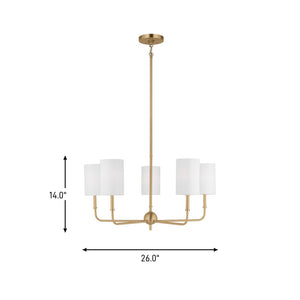 Visual Comfort Studio - 3109305-848 - Five Light Chandelier - Foxdale - Satin Brass