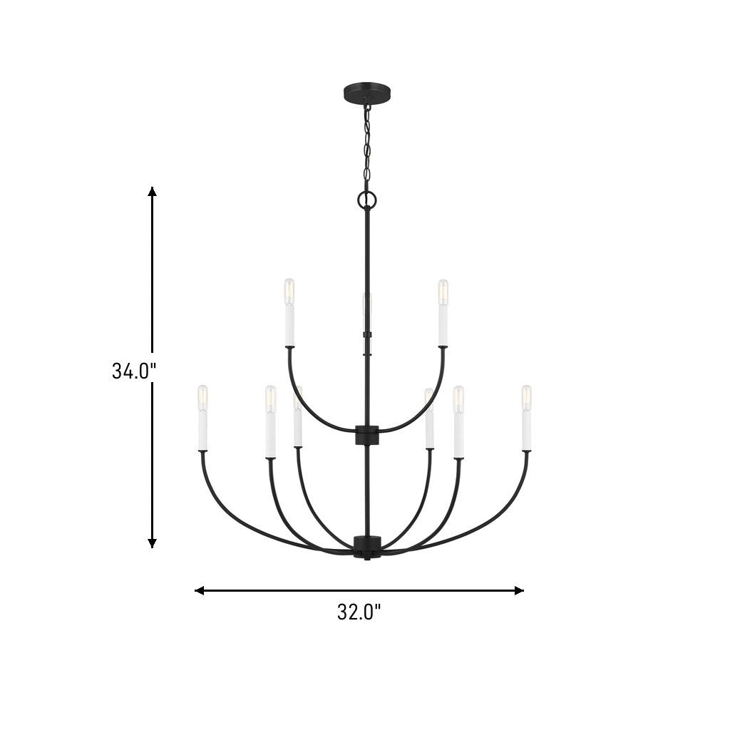 Visual Comfort Studio - 3167109-112 - Nine Light Chandelier - Greenwich - Midnight Black