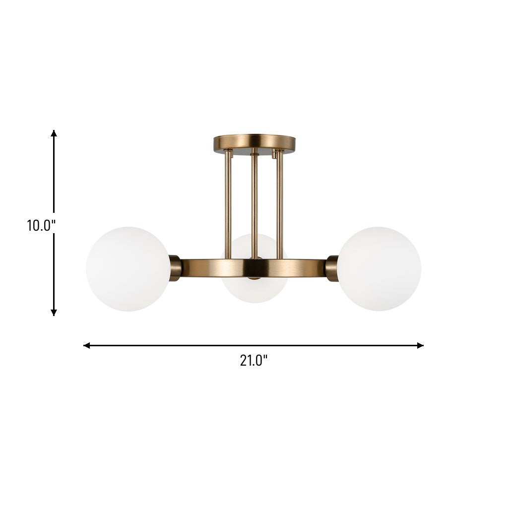 Visual Comfort Studio - 7761603-848 - Three Light Semi-Flush Mount - Clybourn - Satin Brass