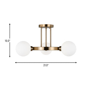 Visual Comfort Studio - 7761603-848 - Three Light Semi-Flush Mount - Clybourn - Satin Brass