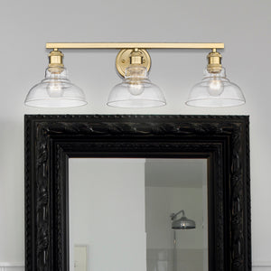 Golden - 0305-BA3 BCB-CLR - Three Light Bath Vanity - Carver BCB - Brushed Champagne Bronze