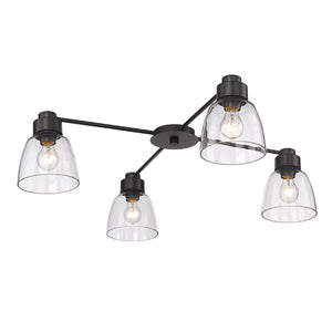 Golden - 0314-4FM BLK-CLR - Four Light Flush Mount - Remy - Matte Black