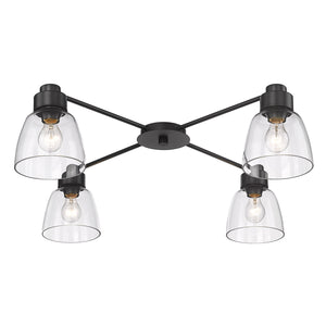 Golden - 0314-4FM BLK-CLR - Four Light Flush Mount - Remy - Matte Black