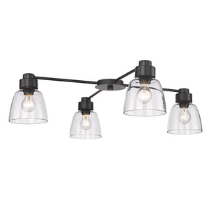 Golden - 0314-4FM BLK-CLR - Four Light Flush Mount - Remy - Matte Black