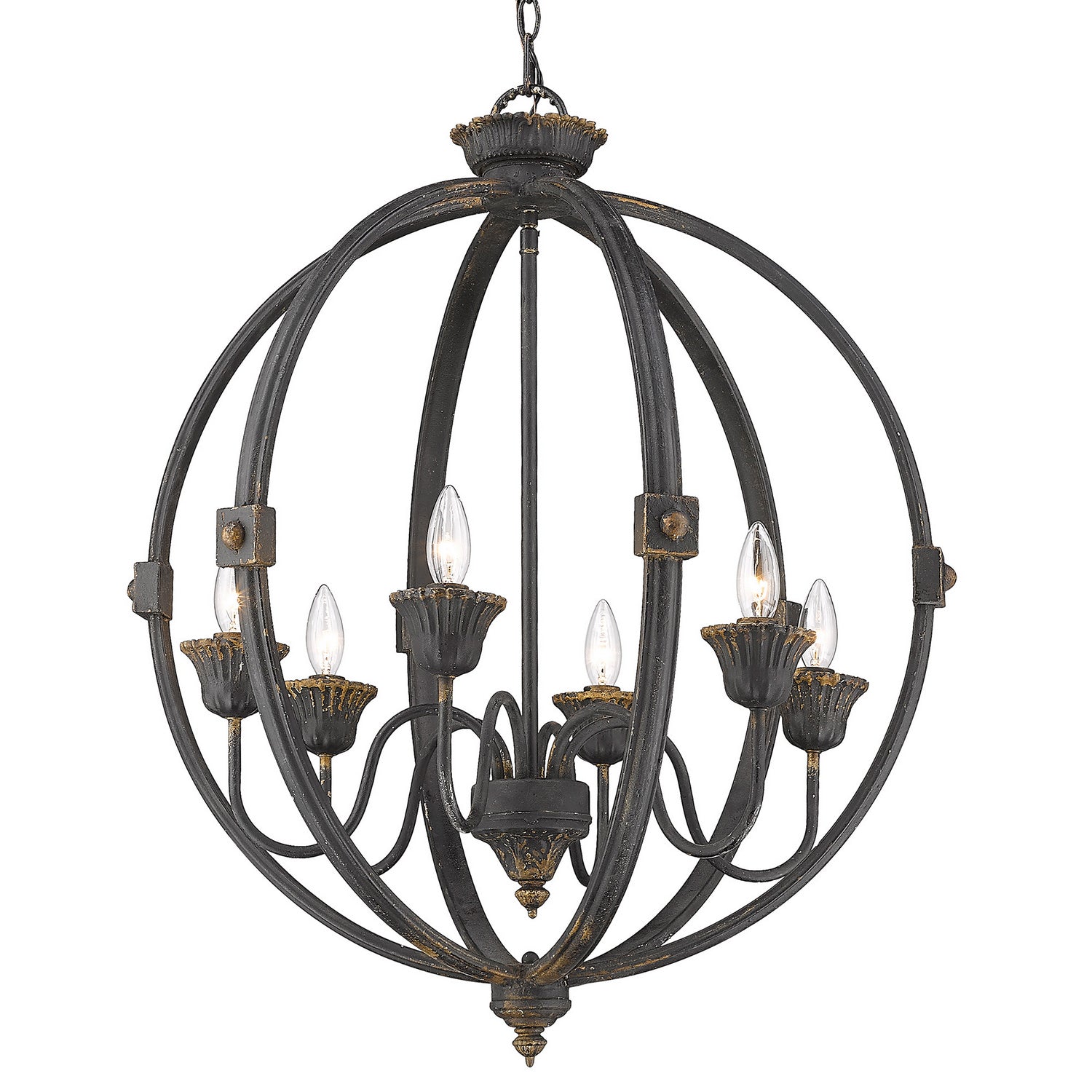 Golden - 0892-6 ABI - Six Light Chandelier - Jules ABI - Antique Black Iron