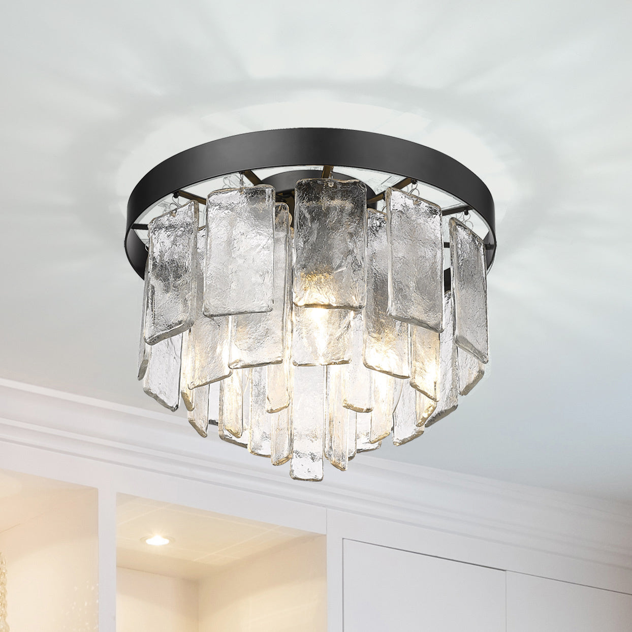 Golden - 1768-FM BLK-HWG - Three Light Flush Mount - Ciara BLK - Matte Black