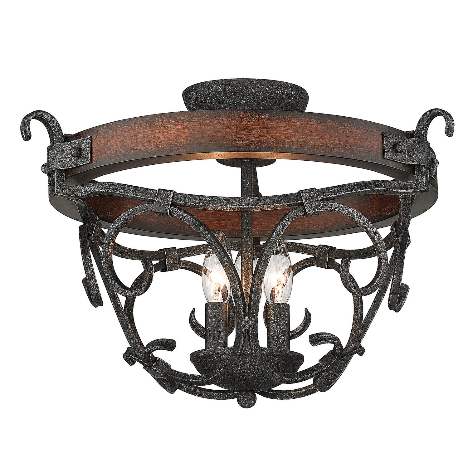 Golden - 1821-3SF BI - Three Light Semi-Flush Mount - Madera BI - Black Iron