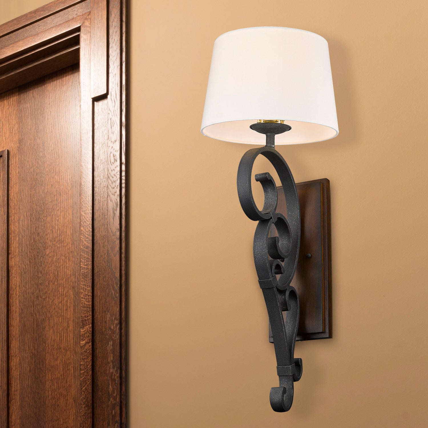 Golden - 1821-WT1 BI-RO - One Light Wall Sconce - Madera BI - Black Iron