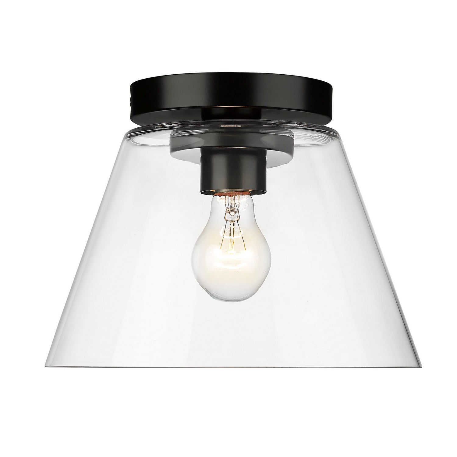 Golden - 3189-FM11 BLK-CLR - One Light Flush Mount - Penn - Matte Black