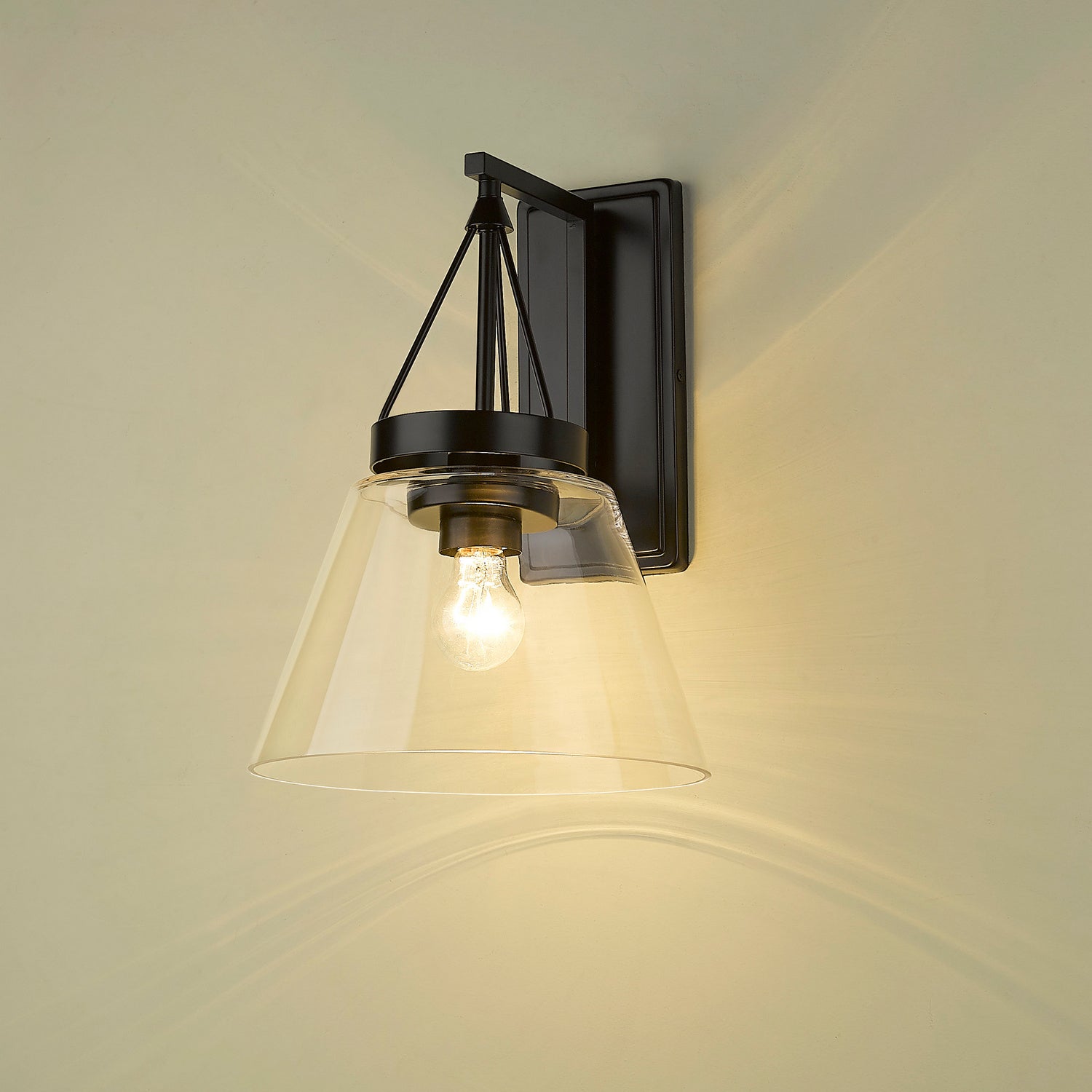 Golden - 3189-WSC BLK-CLR - One Light Wall Sconce - Penn - Matte Black