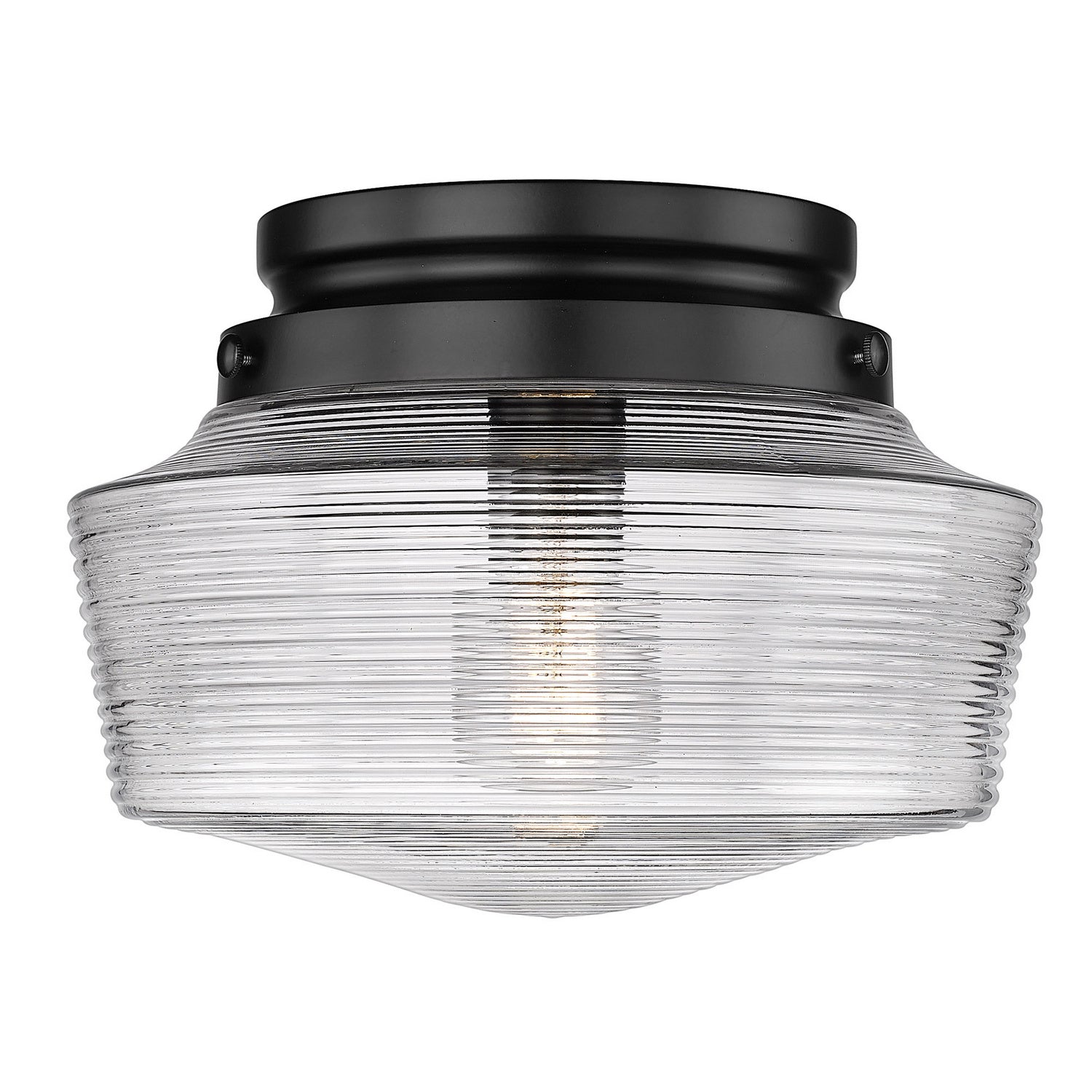 Golden - 3415-FM BLK-CLR - One Light Flush Mount - Holloway - Matte Black