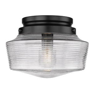 Golden - 3415-FM BLK-CLR - One Light Flush Mount - Holloway - Matte Black