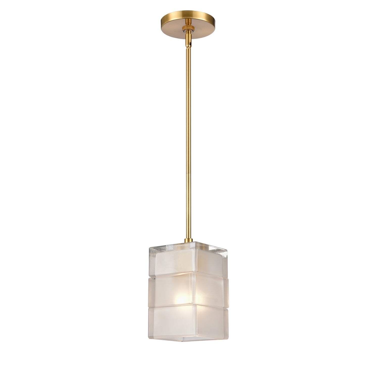 ELK Home - 67866/1 - One Light Mini Pendant - Ice Blocks - Satin Brass