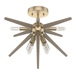 Hunter - 19347 - Eight Light Flush Mount - Jupiter Star - Alturas Gold