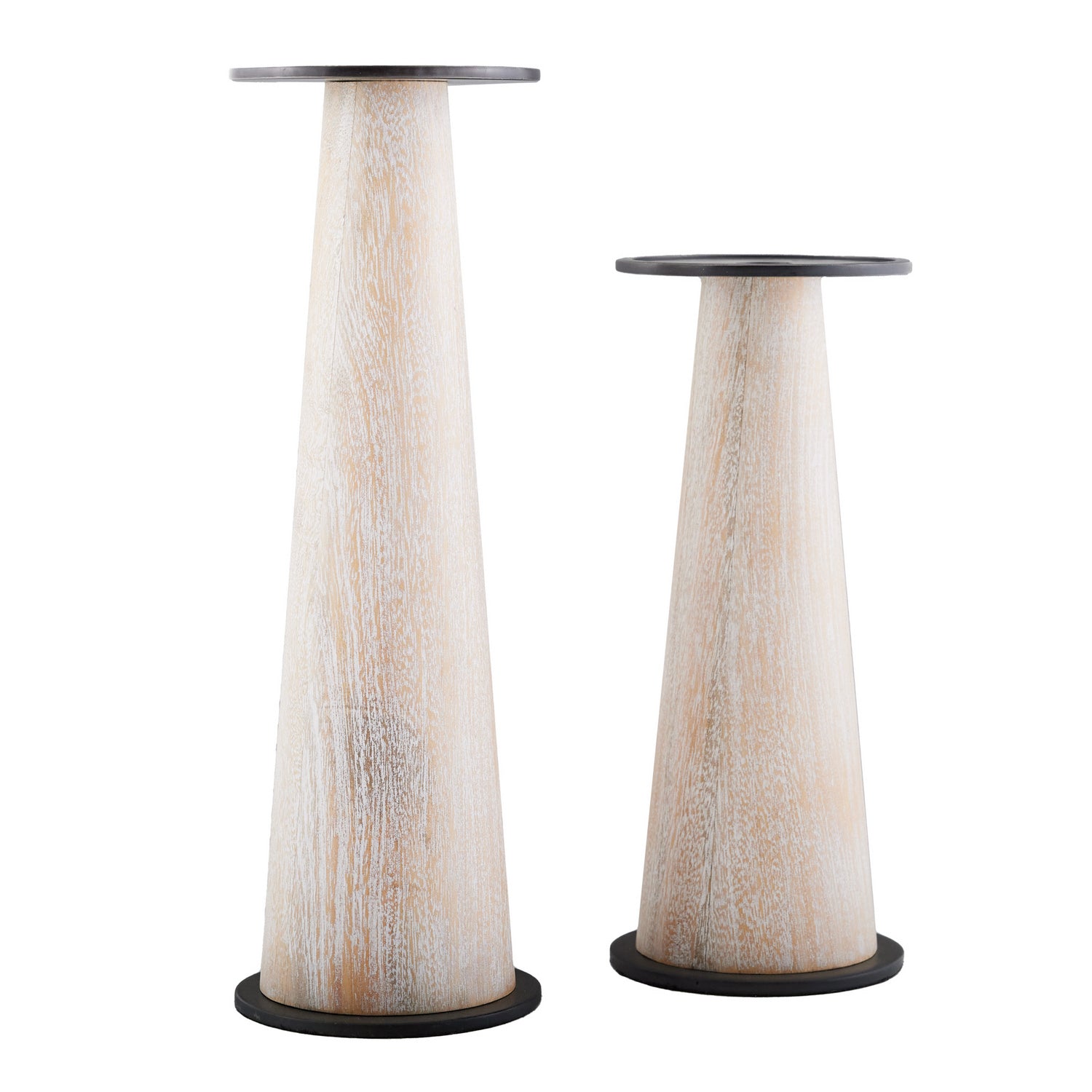 Arteriors - 6948 - Candleholders, Set of 2 - Rotunno - Cerused Blonde