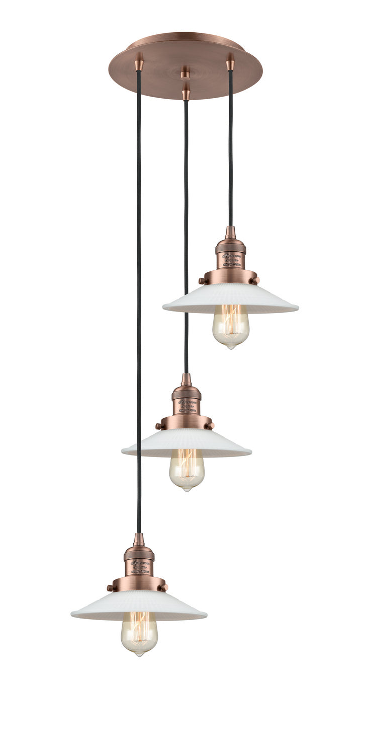 Innovations - 113F-3P-AC-G1 - Three Light Pendant - Franklin Restoration - Antique Copper