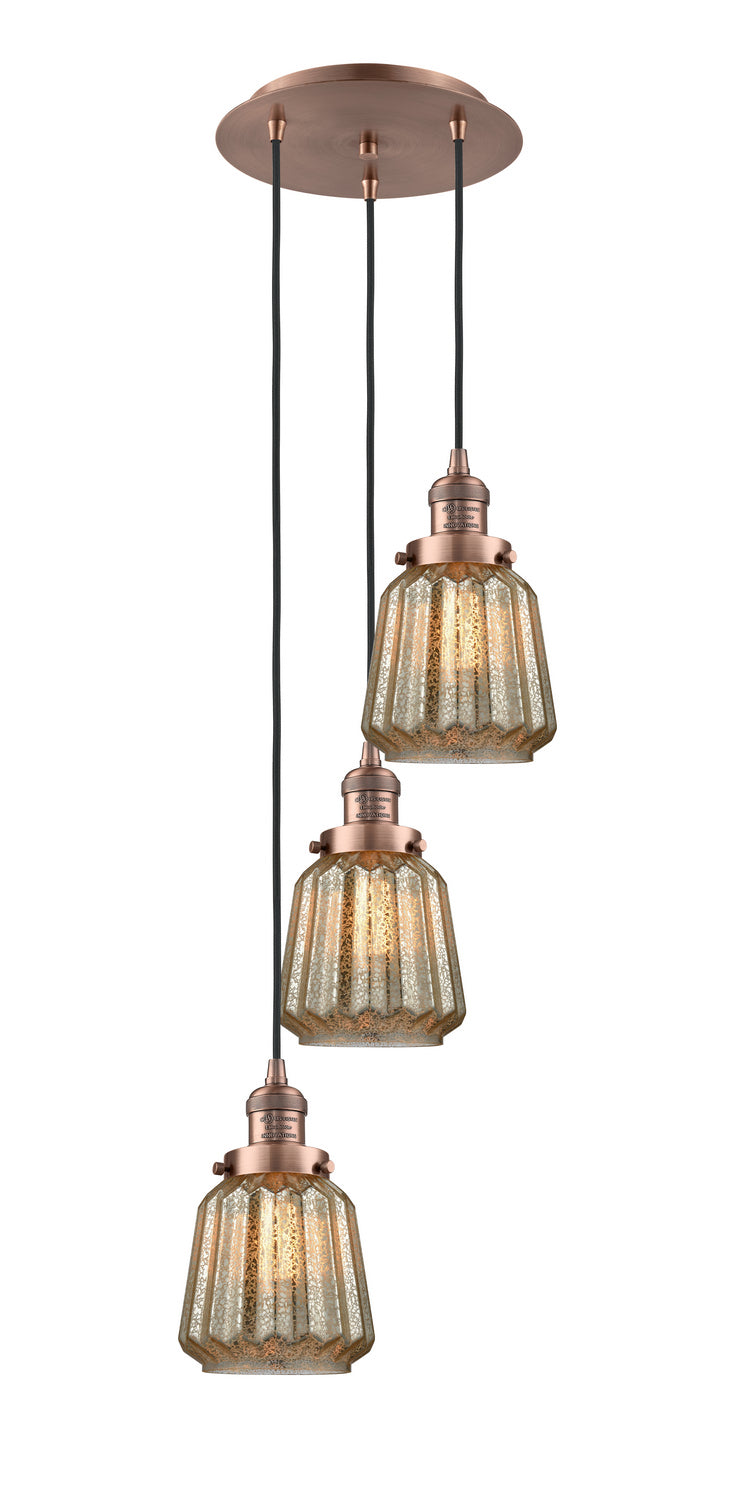 Innovations - 113F-3P-AC-G146 - Three Light Pendant - Franklin Restoration - Antique Copper