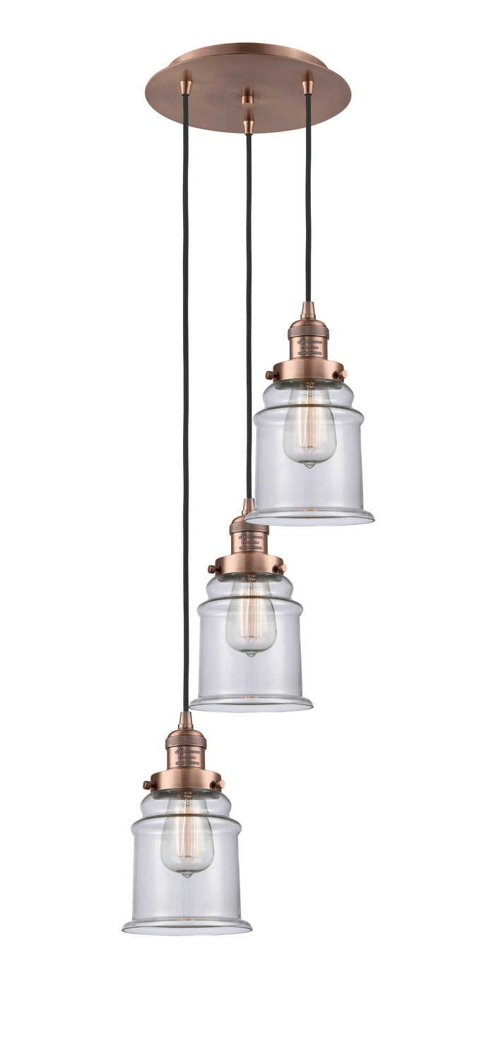 Innovations - 113F-3P-AC-G182 - Three Light Pendant - Franklin Restoration - Antique Copper