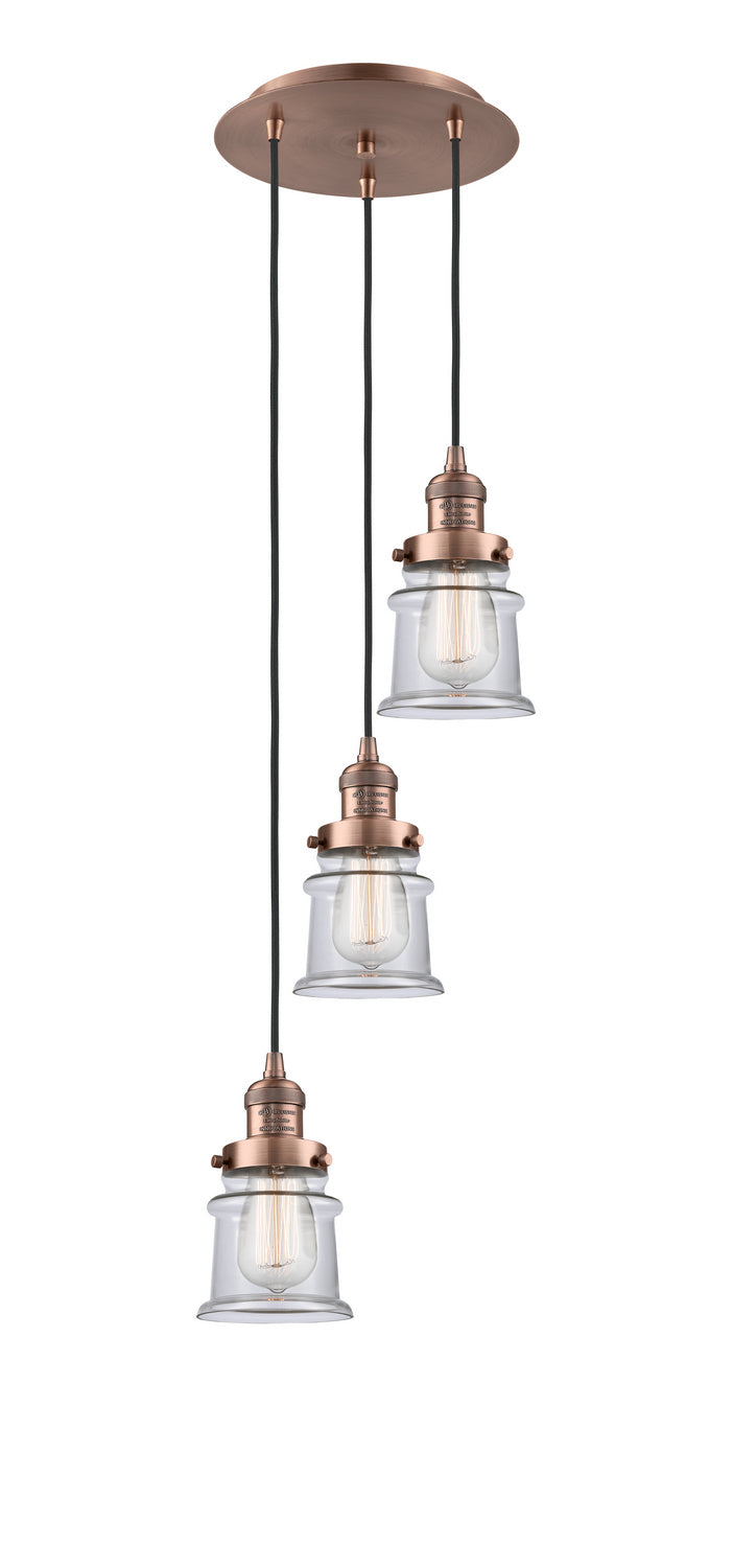 Innovations - 113F-3P-AC-G182S - Three Light Pendant - Franklin Restoration - Antique Copper