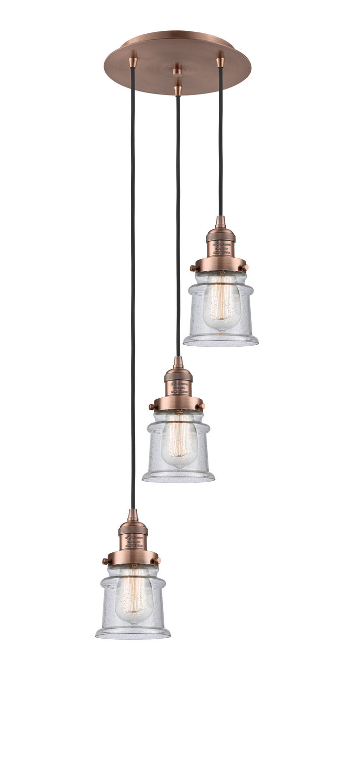 Innovations - 113F-3P-AC-G184S - Three Light Pendant - Franklin Restoration - Antique Copper