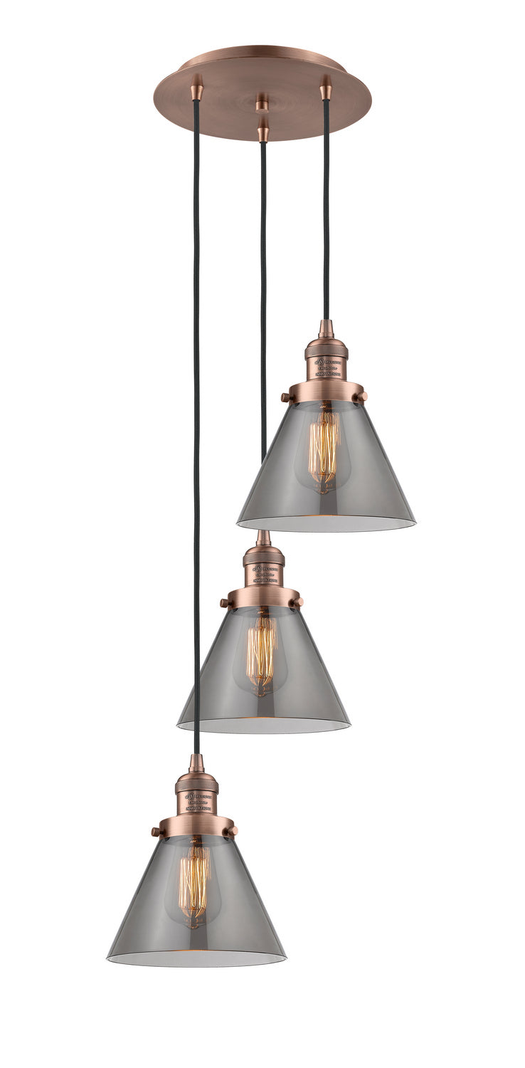 Innovations - 113F-3P-AC-G43 - Three Light Pendant - Franklin Restoration - Antique Copper