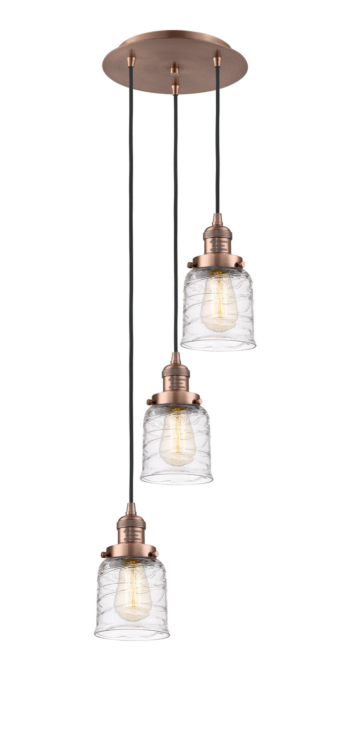 Innovations - 113F-3P-AC-G513 - Three Light Pendant - Franklin Restoration - Antique Copper