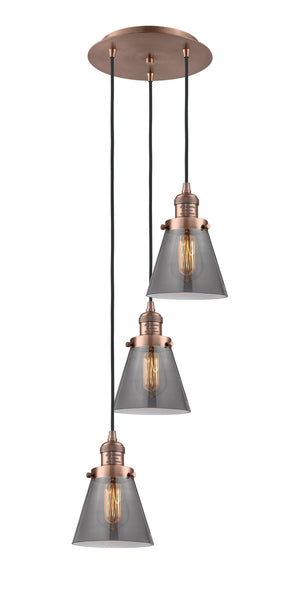 Innovations - 113F-3P-AC-G63 - Three Light Pendant - Franklin Restoration - Antique Copper