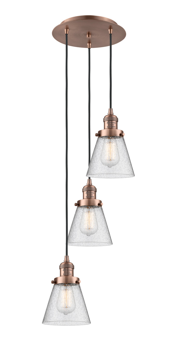 Innovations - 113F-3P-AC-G64 - Three Light Pendant - Franklin Restoration - Antique Copper