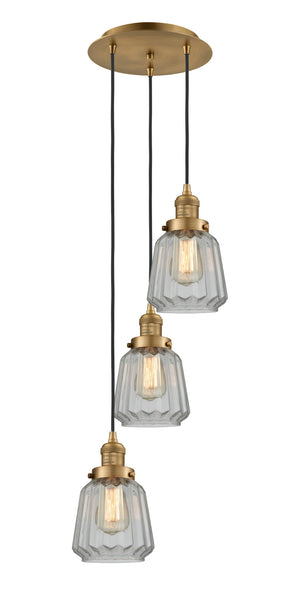 Innovations - 113F-3P-BB-G142 - Three Light Pendant - Franklin Restoration - Brushed Brass