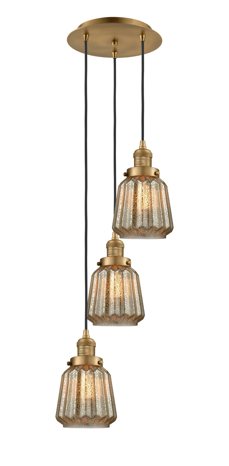 Innovations - 113F-3P-BB-G146 - Three Light Pendant - Franklin Restoration - Brushed Brass