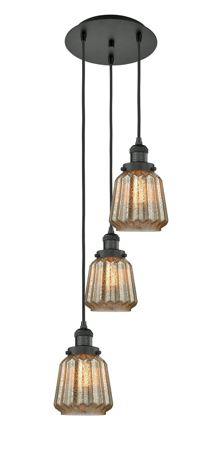 Innovations - 113F-3P-BK-G146 - Three Light Pendant - Franklin Restoration - Matte Black