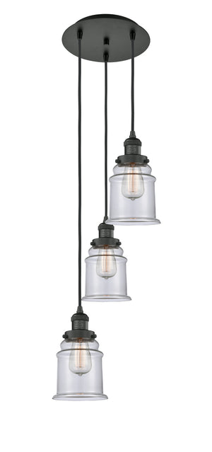 Innovations - 113F-3P-BK-G182 - Three Light Pendant - Franklin Restoration - Matte Black