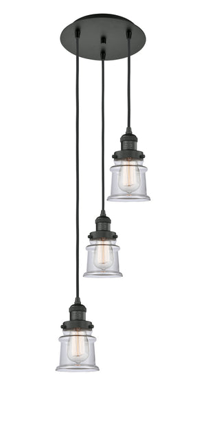 Innovations - 113F-3P-BK-G182S - Three Light Pendant - Franklin Restoration - Matte Black