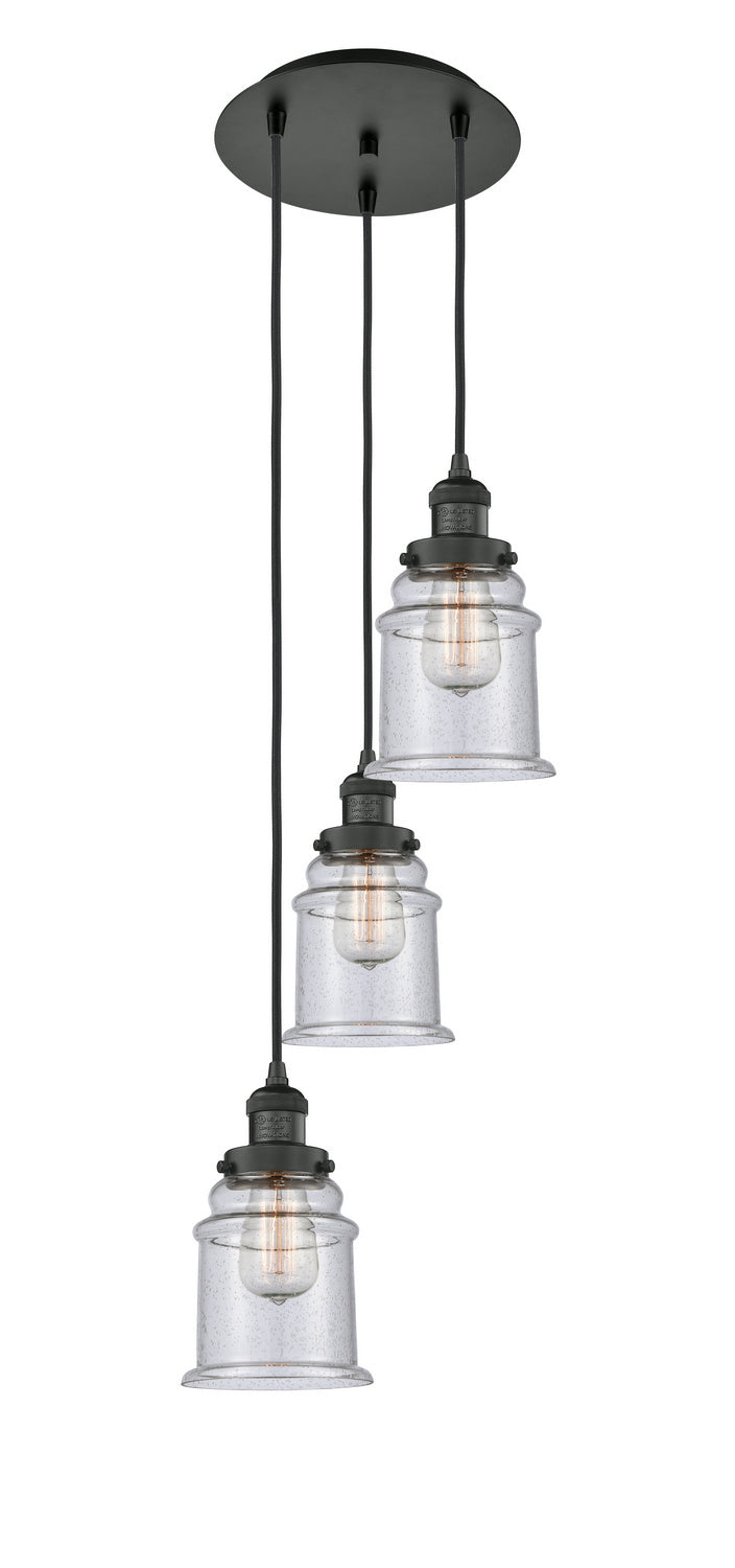 Innovations - 113F-3P-BK-G184 - Three Light Pendant - Franklin Restoration - Matte Black