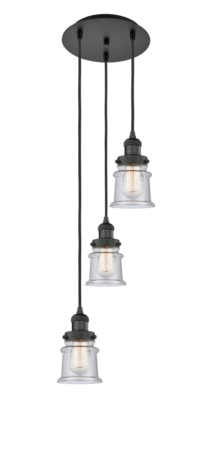 Innovations - 113F-3P-BK-G184S - Three Light Pendant - Franklin Restoration - Matte Black