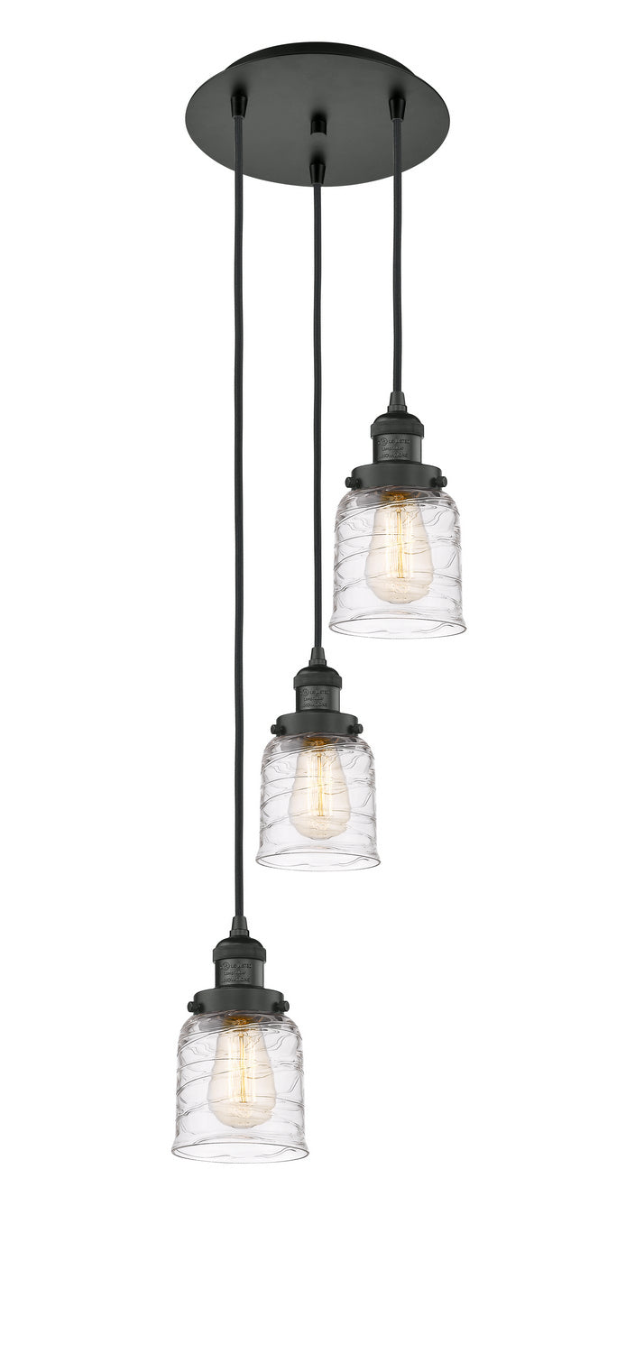 Innovations - 113F-3P-BK-G513 - Three Light Pendant - Franklin Restoration - Matte Black