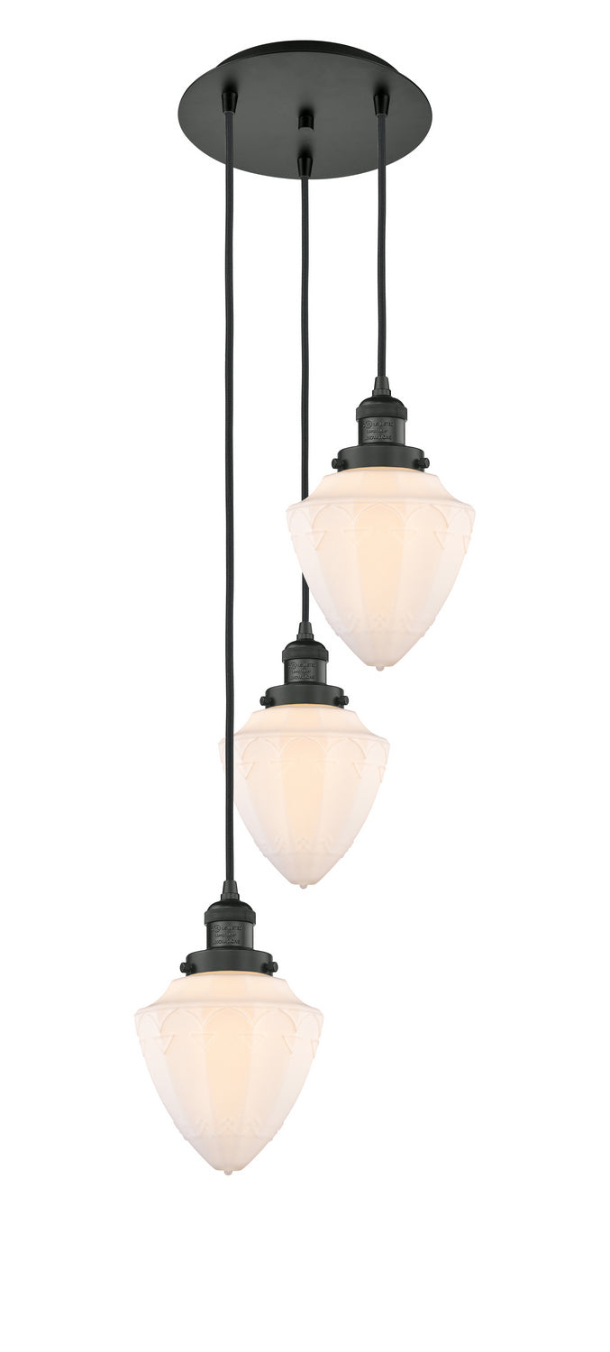 Innovations - 113F-3P-BK-G661-7 - Three Light Pendant - Franklin Restoration - Matte Black