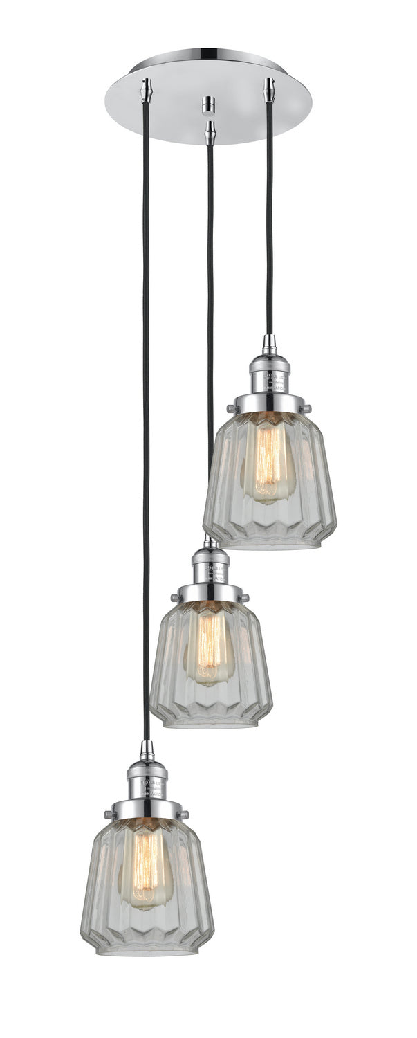 Innovations - 113F-3P-PC-G142 - Three Light Pendant - Franklin Restoration - Polished Chrome