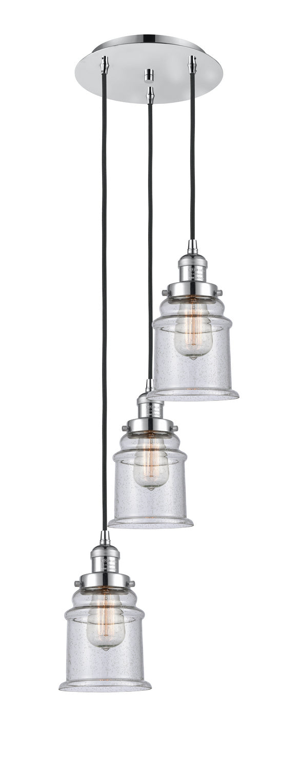 Innovations - 113F-3P-PC-G184 - Three Light Pendant - Franklin Restoration - Polished Chrome