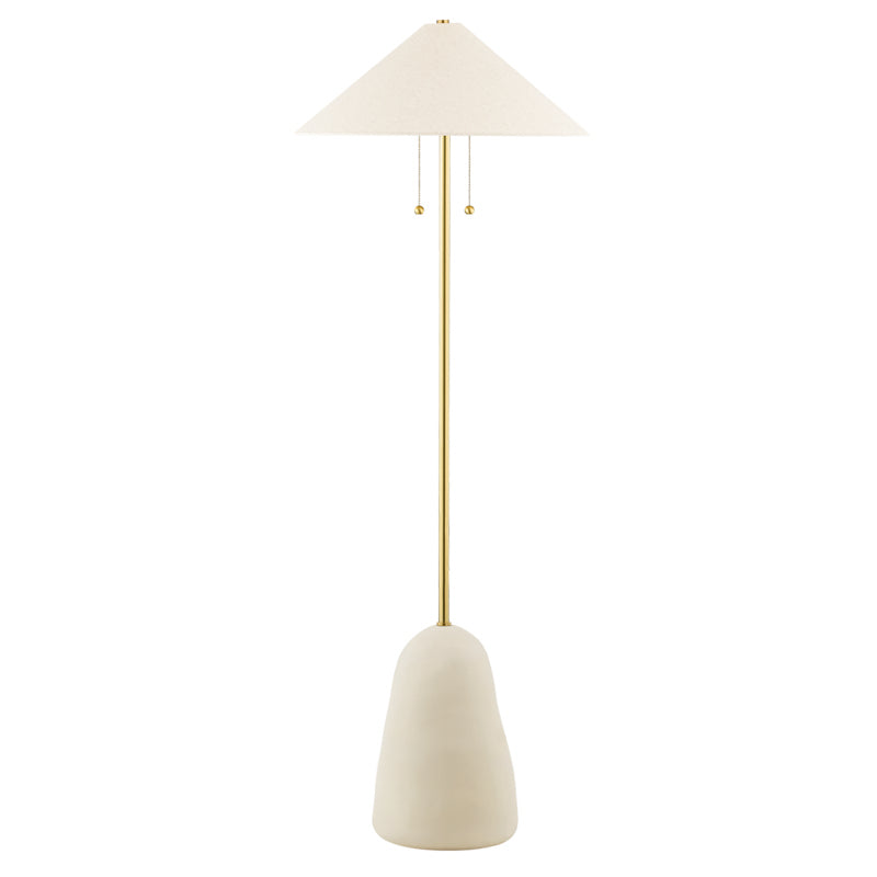 Mitzi - HL692401-AGB/CBG - Two Light Floor Lamp - Maia - Aged Brass/Ceramic Textured Beige